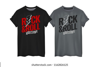 Rock and roll typography Print on T-shirts,Vector illustration.