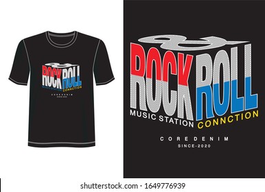 rock and roll typography for print t shirt 
