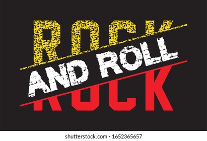 rock and roll typography for print t shirt