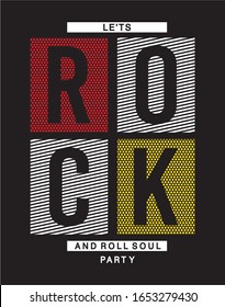 rock and roll typography for print t shirt 