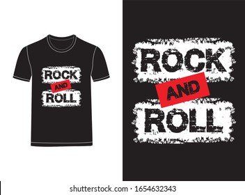rock and roll typography for print t shirt