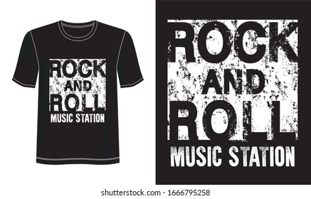 rock and roll typography for print t shirt 