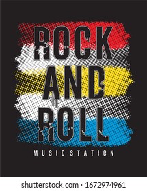 rock and roll typography for print t shirt