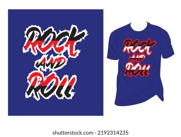 
Rock and roll vector Vintage Red White Typography t-shirt design