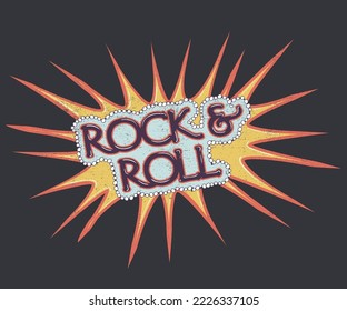 Rock and roll vintage t-shirt design.  Fearless rocking artwork for fashion. Music logo graphic for appeal.	