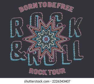 Rock and roll vintage vector t-shirt design.