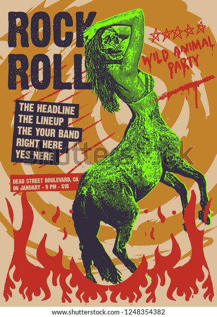 Rock and\
Roll Wild Party Gig Poster Flyer\
Template