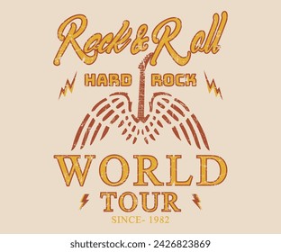  Rock and roll  with Wings vintage t shirt design wing vector artwork for poster, sticker, fashion and others Print-6