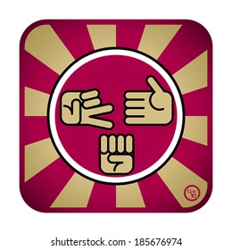 Rock scissors   paper about play game by hand  icon design vector