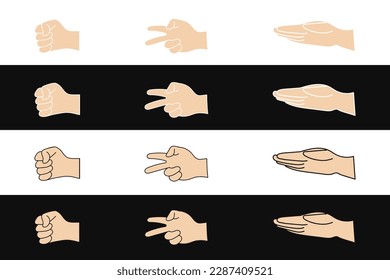 Rock Scissors Paper. dispute Draw. Vector illustration on a white background.