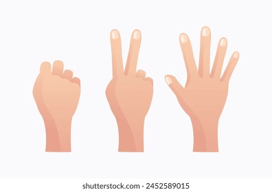 Rock, scissors, paper hand gesture. Vector collection icons, set of simple game 