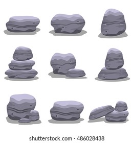 Rock set element collection vector art illustration