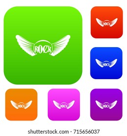 Rock set icon color in flat style isolated on white. Collection sings vector illustration