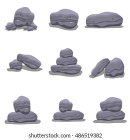 Rock set style of vector art illustration
