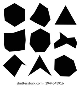 Forma de roca, ilustración de vector de silueta, icono. Ángulo geométrico, elemento dudoso. Gravel, forma amorfa de piedra