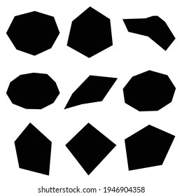 Forma de roca, ilustración de vector de silueta, icono. Ángulo geométrico, elemento dudoso. Gravel, forma amorfa de piedra