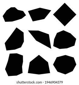 Forma de roca, ilustración de vector de silueta, icono. Ángulo geométrico, elemento dudoso. Gravel, forma amorfa de piedra