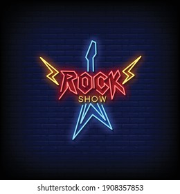 Rock Show Logo Neon Signs Style Text Vector