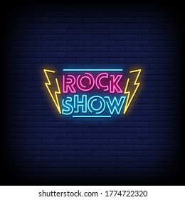 Rock Show Neon Signs Style Text Vector