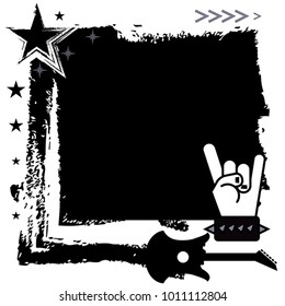Rock Sign with Black Background. Vector, illustration eps10