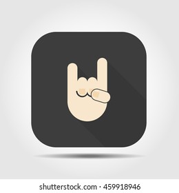 rock sign flat icon with long shadow, vector illustration