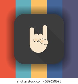 rock sign flat icon with long shadow, vector illustration