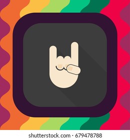 rock sign flat icon with long shadow, vector illustration
