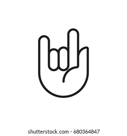 Rock sign gesture. Vector icon