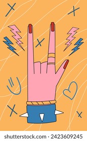 Rock sign gesture. Vector illustration