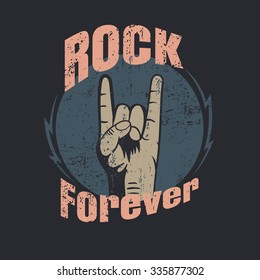 rock sign hand graphic for t-shirt,tee graphic