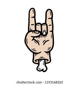 ROCK SIGN HAND GRUNGE TEXTURE WHITE BACKGROUND