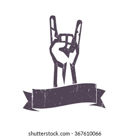 rock sign, hand-horn, popular rock-concert gesture isolated over white, vector illustration