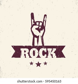 rock sign, hand-horn, vector symbol with popular rock-concert gesture