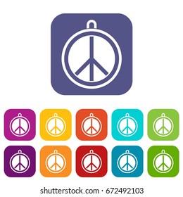 Rock sign icons set vector illustration in flat style In colors red, blue, green and other