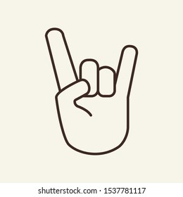 Rock sign line icon. Hand, pointing, finger. Gesturing concept. Vector illustration can be used for topics like communication, hand signals, miming