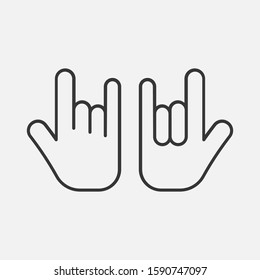 Rock sign line icon. Hand, pointing, finger. Gesturing concept isolated on white background. Vector illustration. Eps 10.