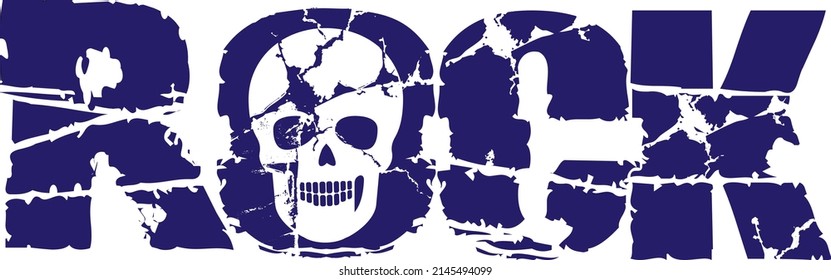 rock sign with skull, grunge vintage design t shirts