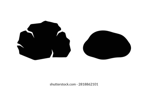 Rock silhouettes on a white background simple black shapes isolated for design elements