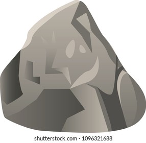 Rock - simple vector illustration. Stone picture with shadows and glow. Detailed hill grayscale. Object for game or any art. Modern with gradient. Geology element