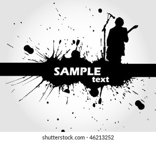 rock singer with a guitar - vector header