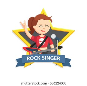 rock singer woman in star emblem