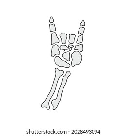 Rock skeleton gesture vector illustration. Bony hand, arm showing rock n' roll, rock, metal, punk symbol. Isolated.