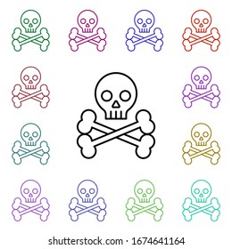 Rock, skull, bones multi color style icon. Simple glyph, flat vector of rock and roll icons for ui and ux, website or mobile application