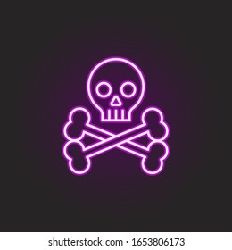 rock, skull, bones neon style icon. Simple thin line, outline vector of rock and roll icons for ui and ux, website or mobile application