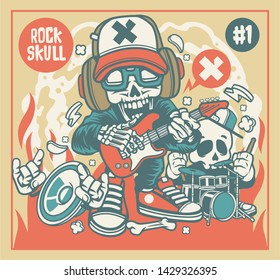 Rock Skull Cartoon Character Design