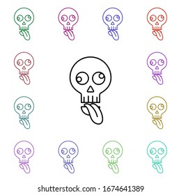 Rock, skull, crazy multi color style icon. Simple glyph, flat vector of rock and roll icons for ui and ux, website or mobile application