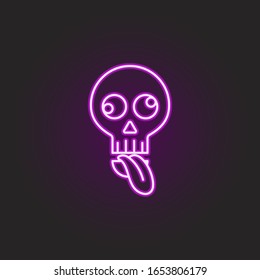 icône rock, crâne, style néon fou. Icônes simples en ligne mince, contour vectoriel de rock and roll pour ui et ux, site Web ou application mobile