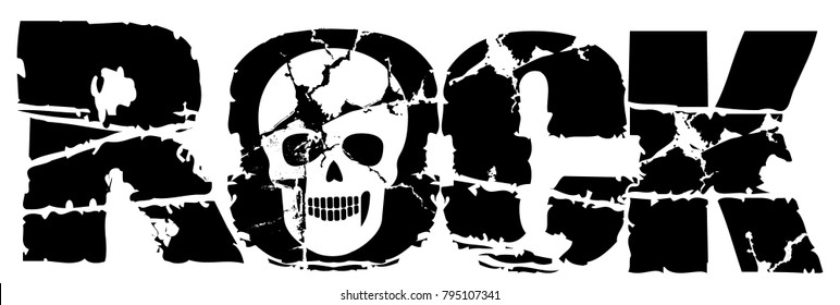 Rock skull, grunge vintage design t shirts