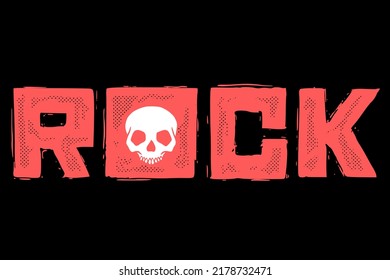 Rock skull illustration vector for print on tshirt, poster, logo, stickers etc
