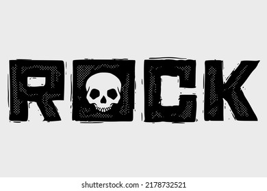 Rock-Skull-Vektorgrafik für Druck auf T-Shirt, Poster, Logo, Aufkleber usw.